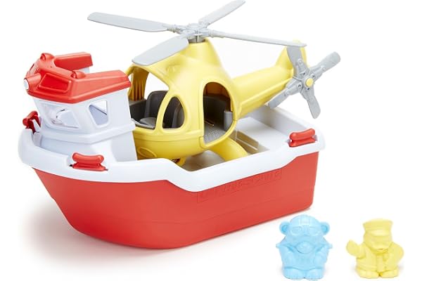 Green Toys Rescue Boat with Helicopter