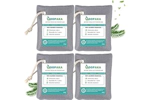 DOPAKA Sacs purificateurs d'air au charbon actif de bambou, sacs purificateurs d'air Nature Fresh,absorbeur d'odeurs au charbon actif pour pièce,placard,chaussures,désodorisant de voiture(200 g x 4)