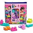 MEGA BLOKS First Builders Toddler Blocks Toys Set, Big Building Bag Collection with 80 Pieces and Storage, Pink, Ages 1+ Years, DCH62