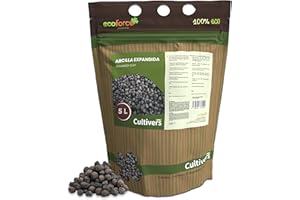 CULTIVERS Arcilla para Plantas 5L Sustrato Bolas de Arcilla expandida para Drenaje de Macetas Jardines y Cultivos hidropónicos | Evita el encharcamiento, la putrefacción de Las raíces Arlita