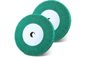 6 Inch Bench Grinder Polishing Wheel, 240 Grit Tight Weave Durable Polishing Burnishing Wheel, Great for Refurbishing Golf Clubs Metal Copper, WENHUALI Perfect Size 1" Thickness for 0.8" Arbor(Green).