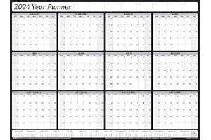 PLANNERHEAD 2023 Year Yearly Annual Office Home Wall Planner Calendar Chart Poster 12 Months Grid Style Unmounted Unlaminated / 5 Sizes / 9 Colours (Large 49cm x 70cm (Folded), Black)