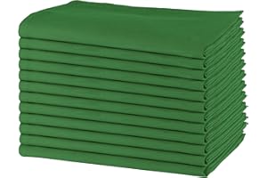 SWEETNEEDLE Sweet Needle - Paquete de 12 - Servilletas de Gran tamaño 100% algodón 45 CM x 45 CM (18" x 18"), Verde - Tela Gruesa para Uso Diario con Esquinas Redondeadas
