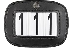 LeMieux Saddle Pad Number Holder in Black - Durable Leather Material - Attaches Easily with a Strong Fixing Pin - One Size