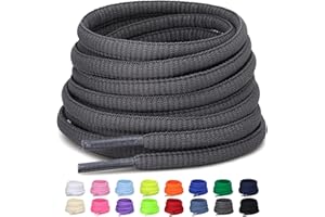 Puzeam 2 Pairs Oval Shoe Laces, 6mm Half Round Shoelaces for Sneakers, Trainers, Running Shoes