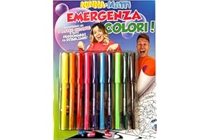 NINNA e MATTI Colora Libro Emergenza Colori con un Poster Gigante Incluso e 10 Pennarelli Colorati