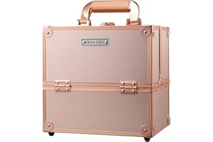 KETALIRIA Malette Maquillage Beauty Case Voyage Vanity Maquillage Femme Malette Manucure Verrouillable Boite a Rangement Makeup Onglerie Organisateur Maquillage, Or Rose