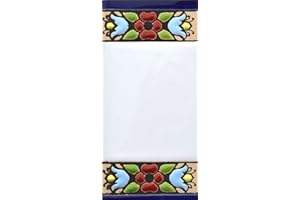 ART ESCUDELLERS Schilder mit Zahlen und Nummern auf Keramikkachel. Handgemalte Kordeltechnik Fuer Schilder mit Namen, Adressen und Wegweisern. Design Flores Mini 7,3 cm x 3,5 cm (Raum WEIßER)