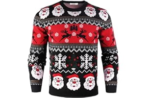 iClosam Maglione Natalizio Unisex Donna Uomo Invernale Stampare Cotone Ugly Sweater Pullover Maglieria Maglia Felpa Maglioni Sweatshirt Christmas Jumper