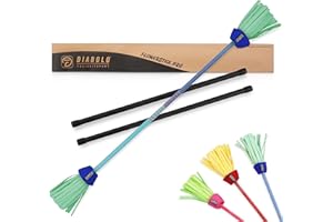 Diabolo Freizeitsport Flowerstick Pro (blue-turquoise) - flower stick made of fibreglass including 2 hand sticks, UV reactive, hand-painted, festival eye-catcher, ideal for advanced users and professionals
