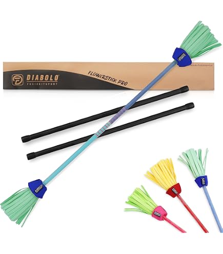 Professionelle Jonglier-Blumenstäbe (Teufelsstöcke) Für Anfänger & Fortgeschrittene – Inkl. 2 Handstäbe, Festival-Serie