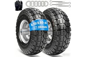 Hjul för säckkärra: set med 2 st solida gummidäck 4,10 3,50-4, reservhjul för transportvagn 260 x 85 mm, (20 mm hjulaxel)