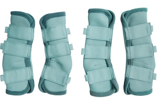LEAFOREST Lot de 4 bottes anti-mouches pour cheval - Idéales pour les jambes équines et une protection maximale contre les mouches (bleu, poney)