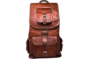 Jaald Skórzany plecak na laptopa brązowy vintage plecak college podróż Mochila Indiana Jones, Brązowy, 20"