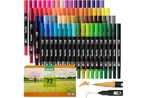 Eglyenlky Zestaw markerów artystycznych, 72 markery z podwójną końcówką, kolorowe markery dla dorosłych, kolorowanki z cienką końcówką pędzelkową, dla dzieci, dorosłych, artystów, rysowania