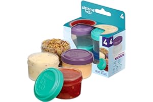 Sistema Dressing Pots To Go Food Container Sauce Pots With Lids 35 Ml Bpa-Free Blue, Green, Pink & Purple Lids Recyclable With Terracycle 4 Count