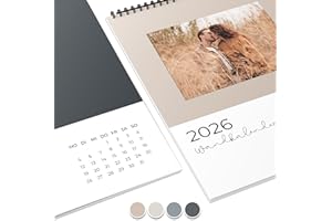 GENTLE NORTH Fotokalender 2026 zum selbstgestalten (Bastelkalender 2026 im A4 Format) - DIY Kalender zum selber gestalten von Januar bis Dezember mit Ferienübersicht - Ideal als Geschenk - Coziness