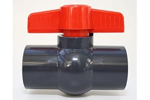 Robinet à boisseau de 50 mm avec 2 manchons adhésifs 1 1/2" en PVC, U 10 bar DIN 8063