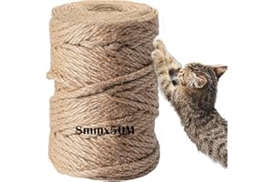 DOBIGER Corda Tiragraffi per Gatti 50m, 8mm Corda Juta Naturale, Sisal Tiragraffi per Gatti, Canapa para Decoración del Hogar y el Jardín