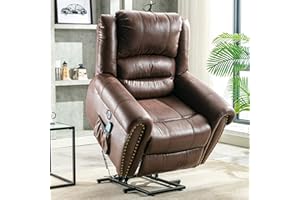 Kayan Large Power Lift Recliner Chairs with Massage and Heat for Elderly Big People, Massage Chair Heavy Duty Electric Faux Leather Reclining Chairs with USB Port and 2 Side Pockets