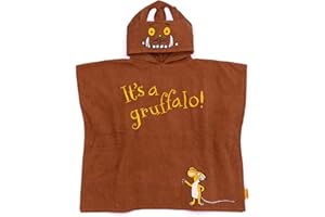 The Gruffalo Kids Towel Poncho | Brown Bath Towel For Boys & Girls with 3D Ears | Woodlands Story Book Swimwear | Hooded Graphic Beach Cover Up | Cosy Swim Accessory Gift for Children