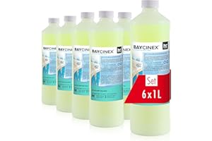 6 x 1 L (6L) BAYCINEX® Nettoyant Ligne d'eau pour Piscine – Nettoyant Alcalin, Dissout Les Salissures Organiques et Graisses, Utilisation Facile sans Phosphates ni Acides, Fabriqué en Allemagne