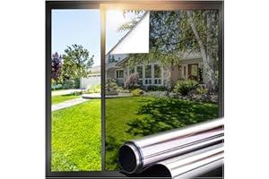 Lifetree One Way Window Film: Reflective Window Tint Film, Heat Window Privacy Film for Glass Windows, UV Mirror Anti Glare Film Clear, Sun Blocker for Home Office (Silver, 44.5 * 200cm)