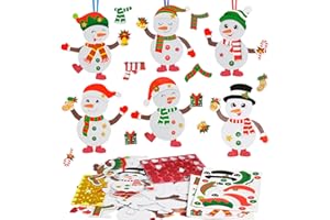 DKINY 12 Pack Christmas Crafts for Kids Foam Snowman Arts and Crafts Kits for Kids Children Christmas Party Group Activities Party Hanging Decorations