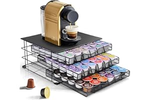 Eukue Porte Capsule pour Dolce Gusto 108 PCs, 3 Tiroirs à Capsules Rangement avec Support Métal, Grande Support Dosette Antidérapants avec Surface Anti-Vibration pour La Maison, Bureau, Café