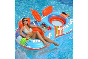 ADUSRIZ Large Inflatable River Tube 2 Person, Swimming Pool Inflatables for Adults, Inflatable Pool Floats Adult, Water Leisure Inflatable Lounger, Pool Toys Water Hammock