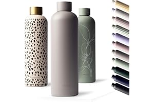 MAMEIDO Botella termica 500 ml, Botella agua acero inoxidable antigoteo, Botella agua termica sin BPA, Botella termo para bebidas frías y calientes (Taupe Grey)