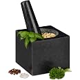 Mortier En Granit Avec Pilon, Robuste, Pour épices, Herbes, Mortier En Granit Avec Pilon Robuste Pour Epices Herbes Mortier En Pierre Polie D 12 Cm 300 Ml Gris