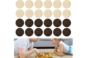 BOMICLSS 4 Pcs Checkers for Draughts Wooden Draft Board Game, Stackable Checkers Pieces, Checkers for Draughts Board Game in Natural Wood Color for Kids Adults (Board Not Included)