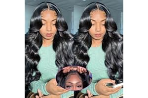 Angelwing Hair Body Wave Wear and Go Glueless Wigs 4x4 HD Lace Closure Wigs Human Hair Body Wave Glueless Wigs 180% Density Human Hair 3 Seconds to Wear Lace Closue Wig Pre-Plucked Baby Hair (18 Inch)