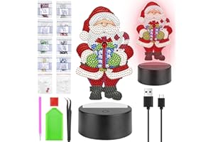 Homgaty Diamond Painting Natale, regali per ragazze 6 7 8 9 10 anni, pittura con diamanti 5D, luce notturna fai da te, decorazione natalizia, regali di Natale per bambini dai 6 ai 12 anni