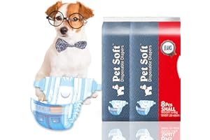 Pet Soft Dog Puppy Nappies Female Small - Fashion Denim Dog Cat Diapers ， Disposable Dog Doggy Period Pants in Season with Flexible Magic Tape(16 Count S, Blue)