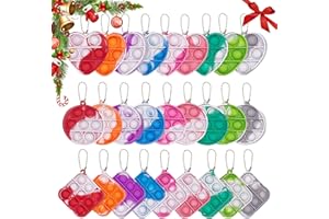 GYTERA 27 Pcs Mini Pop Keyring Fidget Toys, Party Bag Fillers for Kids, Silicone Fidget Keychain Poppet Bubble Anxiety Stress Relief Sensory Toys for Adults, Kids Classroom Exchange Gifts for Boys and Girls