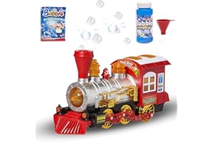 Prextex Kids Interactive Choo-Choo Bubble Blowing Train Toy - A Whimsical Stocking Filler for Kids - Outdoor Fun with Lights, Sounds, and Bubbles, Perfect for Toddler Adventures