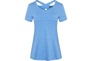 iClosam Women's Tunic T-Shirt Gym Top for Running Athletic Clothes Casual Wear Yoga Workout Short Sleeve Crew Neck, Dark Gray, UK Size - S: 6-8