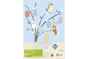 Pebaro 373/1S Laubsägevorlage Osterschmuck Osterstrauch, 3mm Sperrholz DIN A 4, Motiv vorgedruckt, aussägen mit Laubsägebogen, basteln, anmalen, fertig, Laubsägen, Basteln mit Holz, Ostern, Osterdeko
