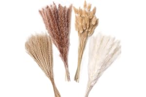 ZJTAPE Erba di Pampa Essiccata - 110 Pezzi Decorazione di erba di Pampas essiccata Naturali, Fiori Essiccati e Lagurus Deco, Bouquet Fiori Essiccati per Tavola Nuziale Vasi Soggiorno Boho Home Decor