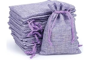 Naler 24pcs Jute Burlap Gift Bags Drawstring Linen Sack Bags Reusable Jewelry Pouches for Wedding Christmas Party Favors DIY Craft Presents, Purple