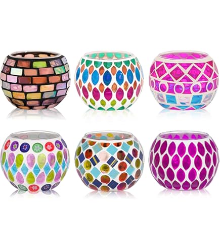 Portacandele multicolore in vetro per la decorazione della casa