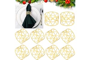 KOIROI Pierścienie na serwetki, 10 sztuk, srebrne/złote, metalowe pierścienie do serwetek, brokatowe, zestaw na wesele, Boże Narodzenie, dekoracja stołu (złote)