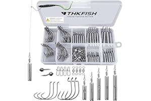 THKFISH Pesos de Pesca Plomos de Pesca Pesos Drop Shot Kit de Accesorios de Pesca Aparejo Drop Shot Anzuelos de Pesca Ganchos Compensados Aparejo de Pescar 28 Piezas/ 103 Piezas
