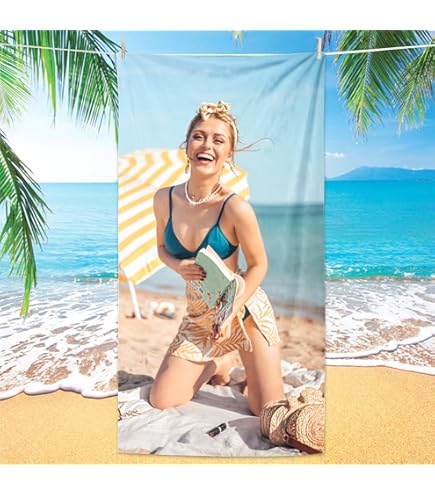 Asciugamano Personalizzato Con Foto - Telo Mare Microfibra, Asciugatura Rapida, Regalo Per Spiaggia E Bagno - Foto 4