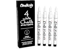 ‎CHALKOLA Chalkola Kreidestifte für Tafel Abwaschbar Weiß - 4 Kreidemarker Weiss 1mm extra feine Spitze - Kreidestift Weiß für Fenster, Tafel, als Glasstift- Chalk Markers für Erwachsene & Kinder