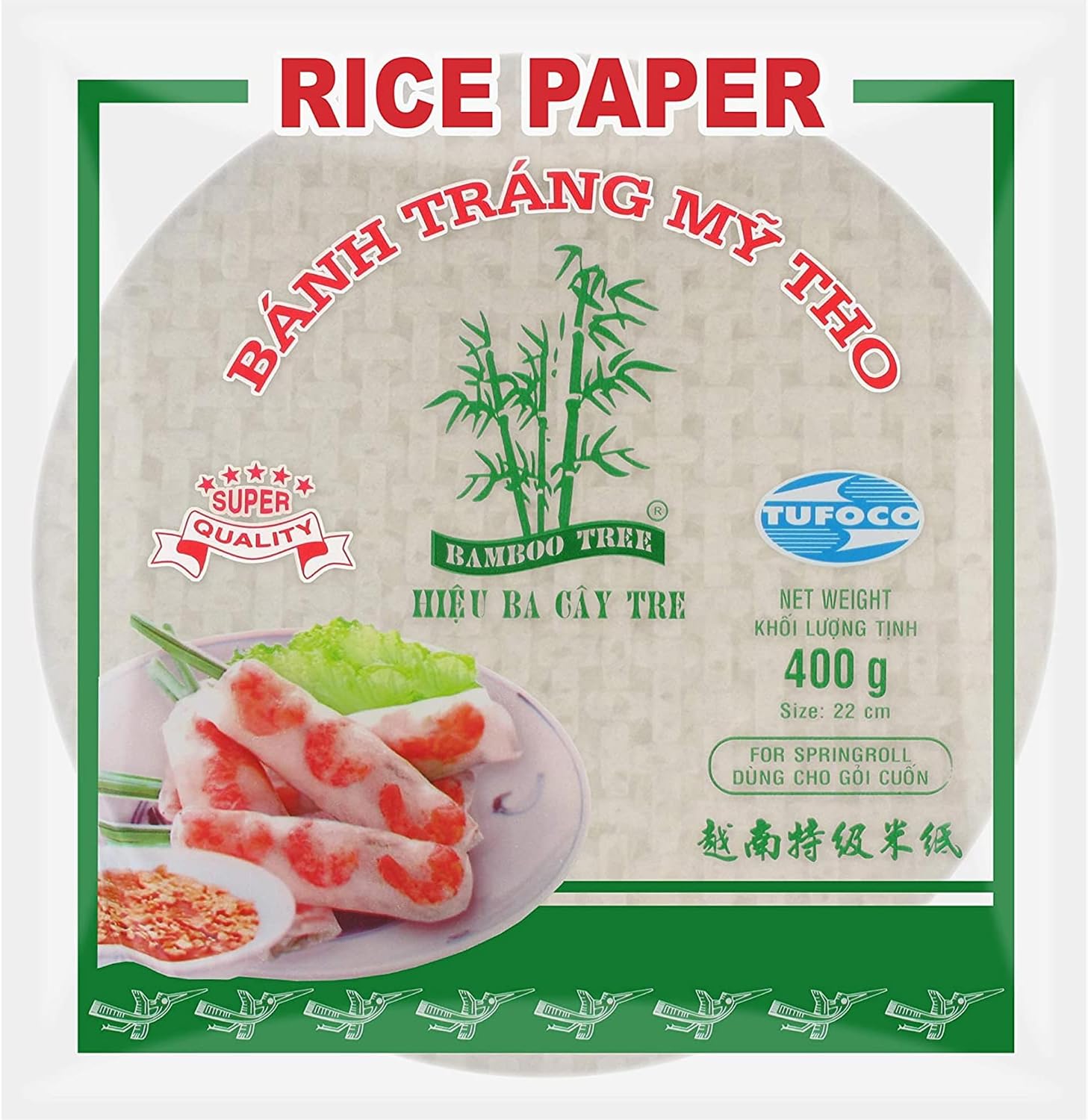 BAMBOO TREE Papel de Arroz 22 cm, Redondo (1 X 400 GR)
