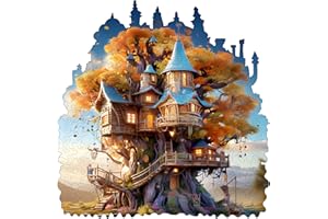 AAGOOD Puzzles en Bois, 352 pièces de Puzzle Bois en Forme pour Adultes et Enfants la Magie Puzzle Bois Wooden Puzzle Autumn Tree House