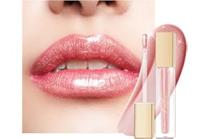 Oulac Lucidalabbra Glitterato Lucido - Idratante Trasparente 3D Rossetto Liquido | Infuso con Estratto di Fiori di Rosa Damascena, 4,5ml, C03